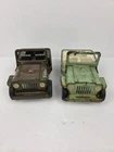 Two Vintage Brown And Green Tonka Jeeps Rusty Metal