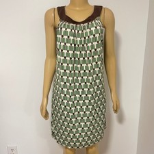 Y2K MAX STUDIO Women's Green Geometric Pattern Tank Dress Brown Sleeveless S/M