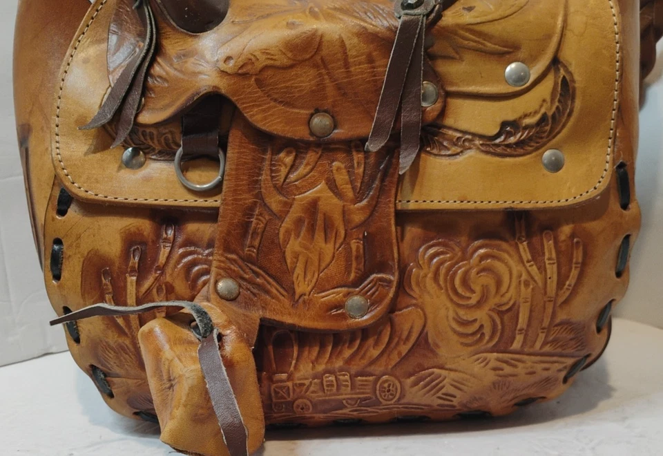 Bolso de Hombro Bolso de Cuero Hecho a Mano Vintage Hecho en México Foto 4 de 4