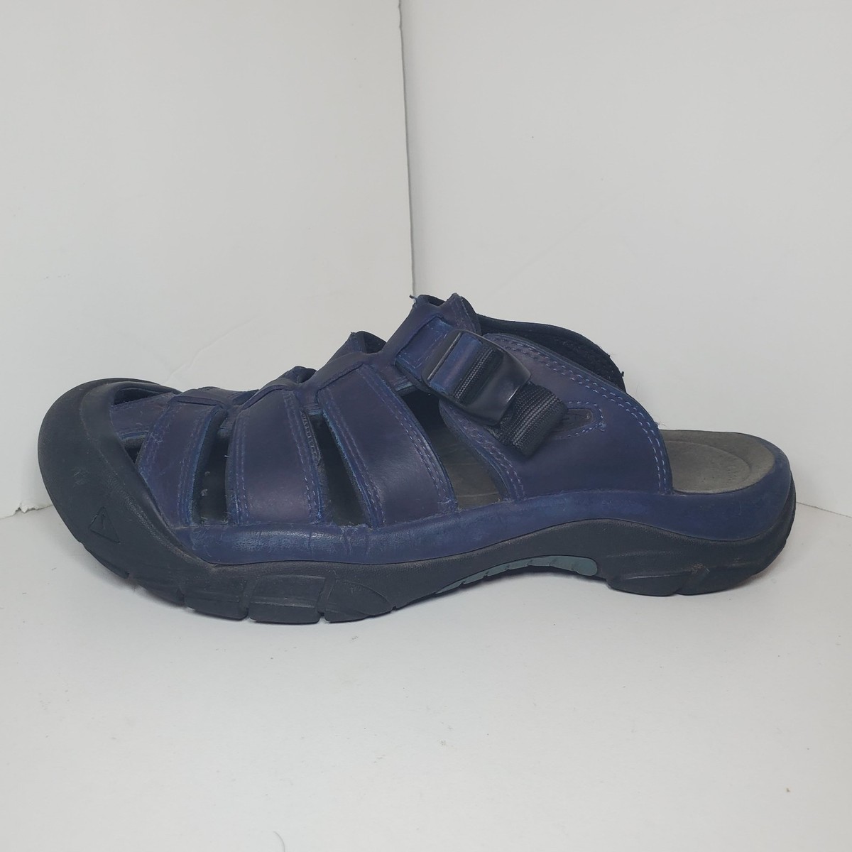 Keen Bidwell Womens Sz 9 (M 7) Slip On Leather Sandal Mule Closed To Navy Blue 