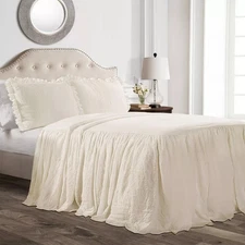 Ruffle Skirt Bedspread - Lush Décor California King Ivory NEW NO SHAMS