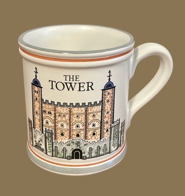 Denby Coffee Mug THE TOWER London England Handcrafted Stoneware 3.75''  NWOT