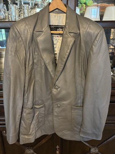 The Leather Factory Men's 44 Gray Coat Pharr Texas Vintage 