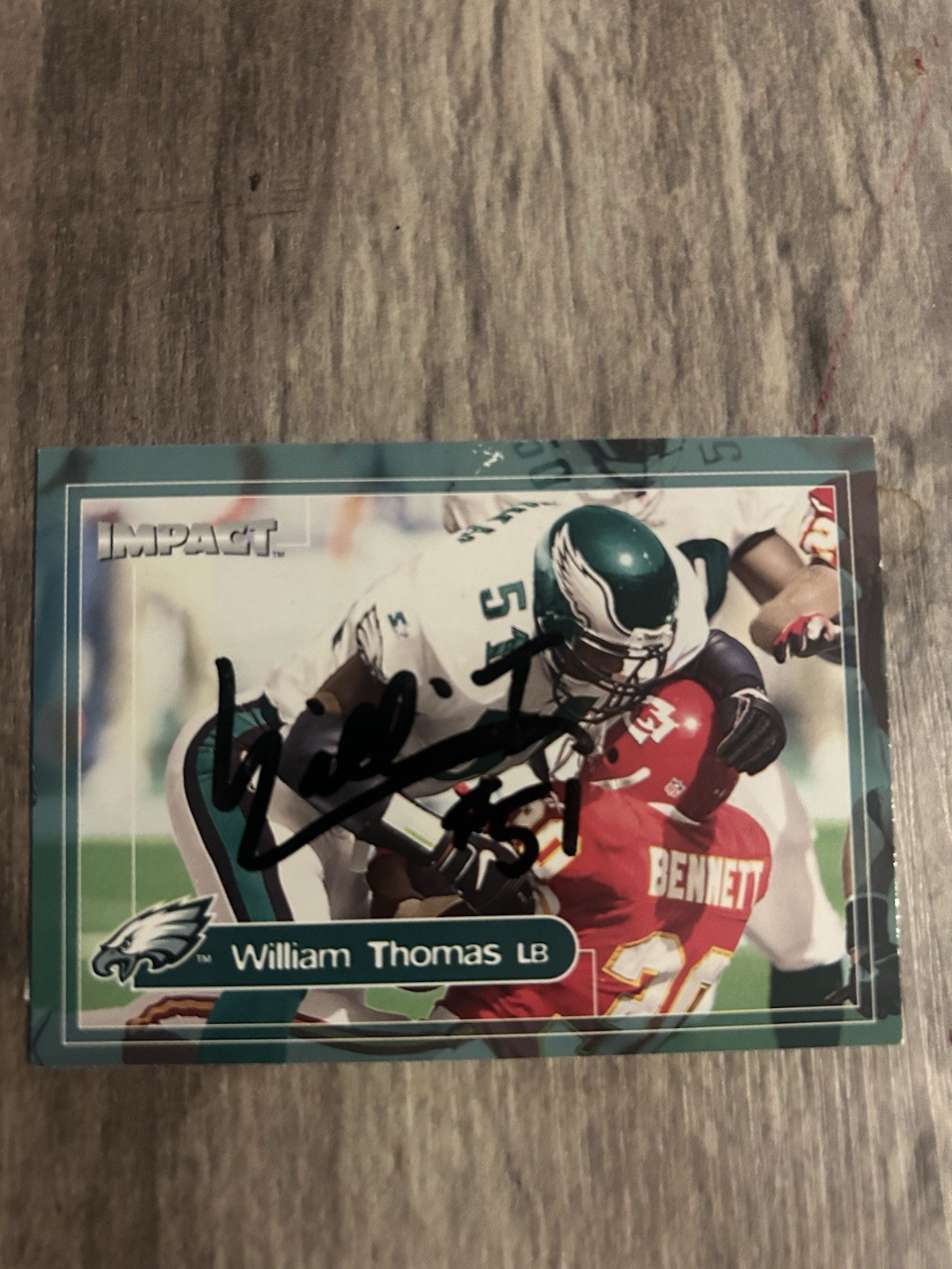 2000 Skybox Impact William Thomas Auto Signed Autograph Philadelphia Eagles Card