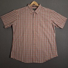 Eddie Bauer Textured Shirt Men's XL Classic Fit Plaid Short Sleeve Button Down