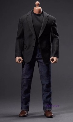 1Set Male Black Casual Suit Warrior Action Figure 12'' 1/6 Scale Cool Clothes