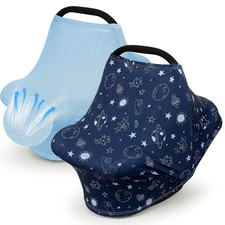 2 Pack Baby Car Seat Cover Full Breathable Mesh Stretchy Infant Carseat Canop...