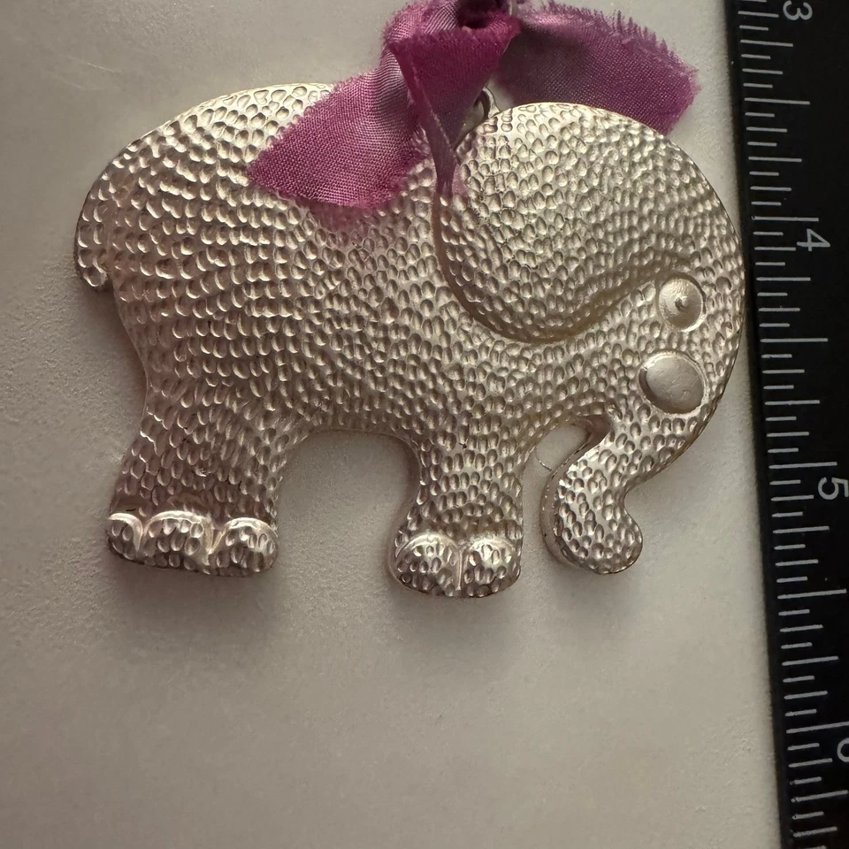 银色大象小饰品包夹钱包配件紫色丝带独特 — 第 2/4 张图片