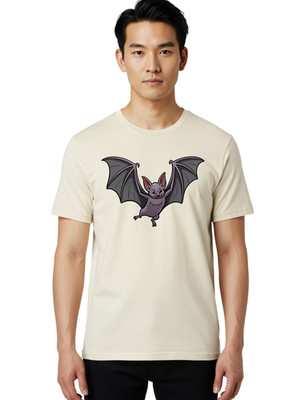 Flying-Bat-1 Mens Graphic Tee, 100% Cotton, Casual Summer Wear