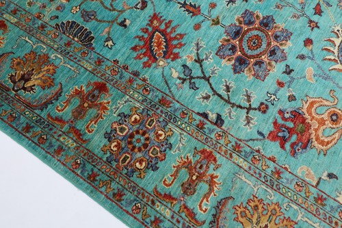 7x10 ft Oriental floral Area Rug Afghan Hand Knotted Veg dye Wool Tribal Rug - Picture 6 of 10