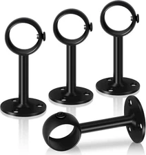 Ceiling Curtain Rod Brackets Heavy Duty Holders Black 4 Pack Hooks Hangers for