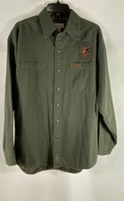 Carhartt S96 Moss Green Flannel Lined Canvas Shirt Jacket SCI Los Angeles Sz M