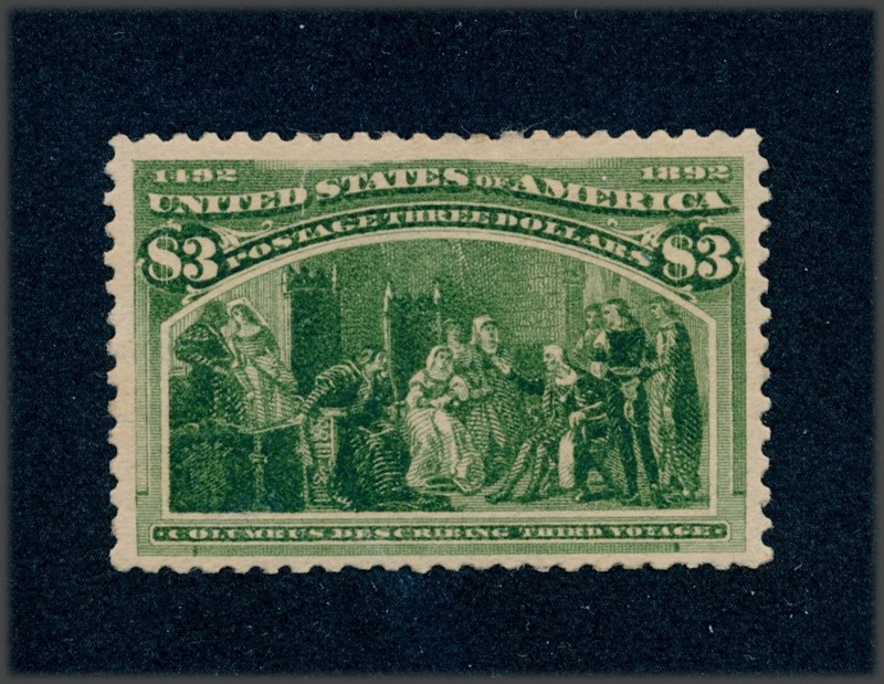 drbobstamps US Scott #243 Mint Regummed Sound $3 Columbian Stamp