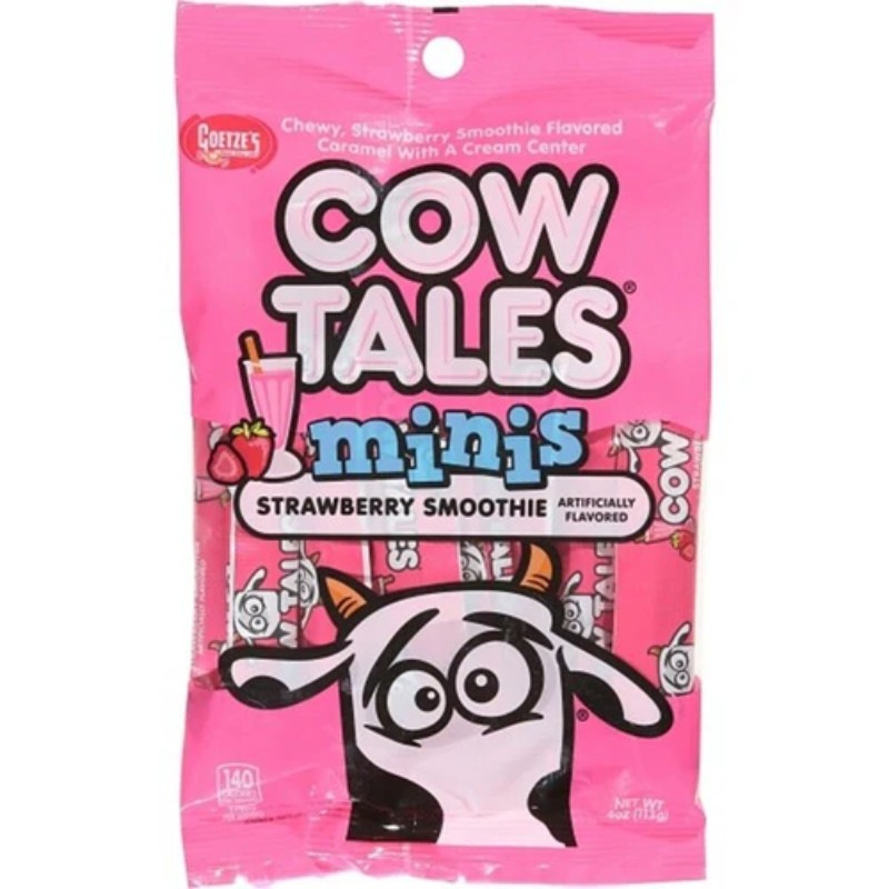 3x Goetzes Cow Tales Mini Strawberry Smoothie Candy Snack Chewy Sweet Bag 4oz 3290₽
