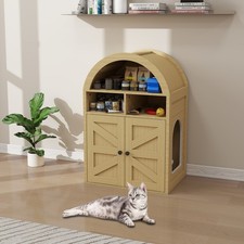 Arched Cat Litter Box Enclosure Furniture with Storage - Pet Supplies Organizer