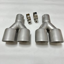 1pcs Car Exhaust Pipe Stainless Steel Sandblasted Tail Y Type Double Outlet