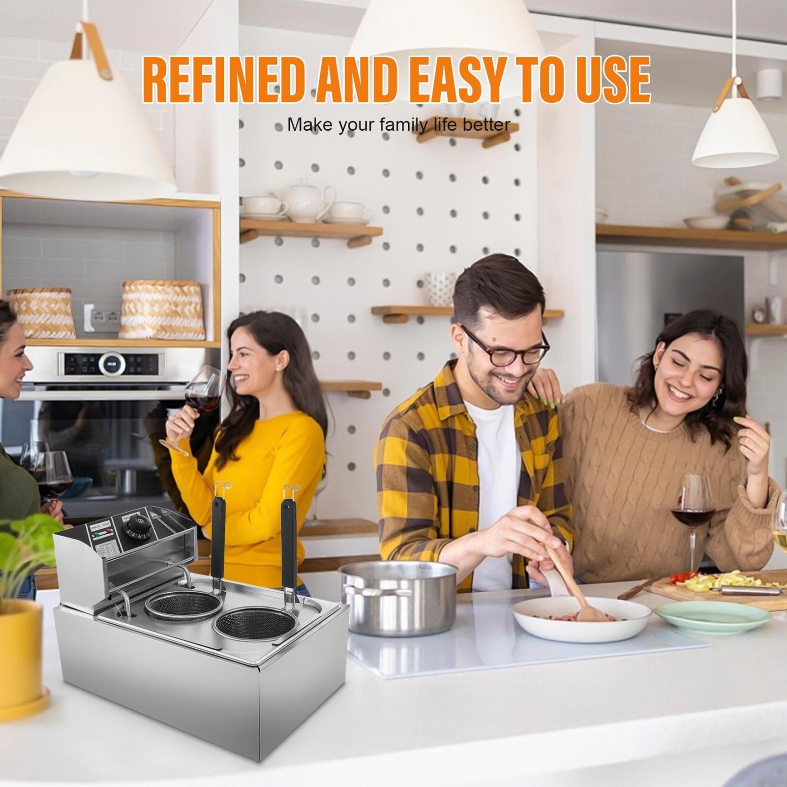 Commercial Pasta Cooker Electric Noodle Cooker with 2 Baskets for Restaurant