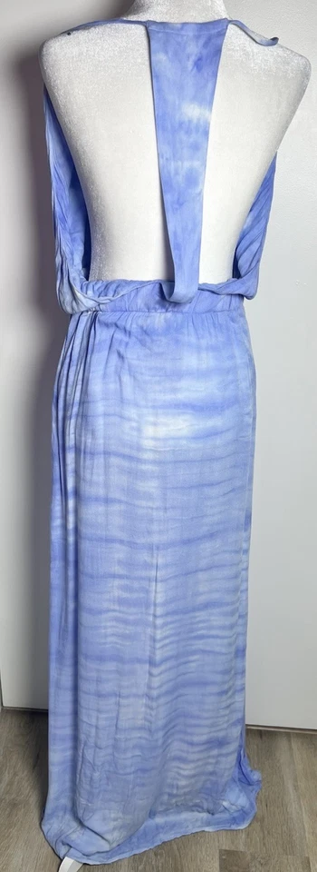 Maxi Vestido de Playa Young Fabulous & Broke YFB Azul Tie-Dye Cuello en V Profundo M Foto 2 de 4