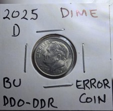 2025 D Roosevelt Dime - Pièce réelle - Pièce d'erreur - DDO - DDR