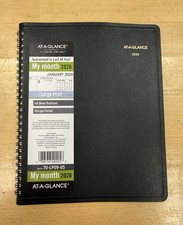 AT-A-GLANCE 2026 Monthly Planner Large Print Black Spiral Calendar