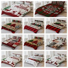 3D Christmas Deer Pine Letter Leaves Quilt Cover Duvet Cover Comforter set