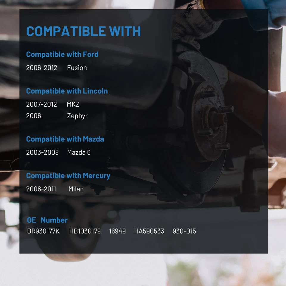 2X BR930177K Front Wheel Bearing Hubs Assembly for 2006 Lincoln Zephyr 3.0L V6 - Изображение 2 из 4