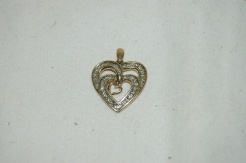 LADIES DIAMOND TRIPLE  HEART NECKLACE .35CT - image 1