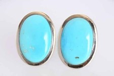 Natural Gemstone Arizona Turquoise Oval Cufflinks Sterling Silver Men's Jewelry