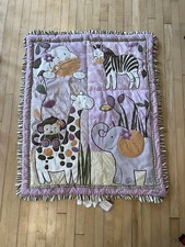 NEW CoCaLo Girl Baby Quilt Blanket Jungle Monkey Purple Pink Zebra Giraffe Cow