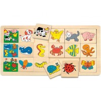 Bilder Sortier Familien Spiel Kinder Tier Holz Lege Puzzle Holzspielzeug # 90322