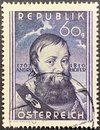Austria, Andreas Hofer, Patriota, Usado, Scott #570, Michel #949, En muy buen estado