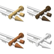 Gardinenstangen Innenlauf 20 mm Ø Weiß / Buche Nussbaum Kirschbaum, Kegel 2-Lauf