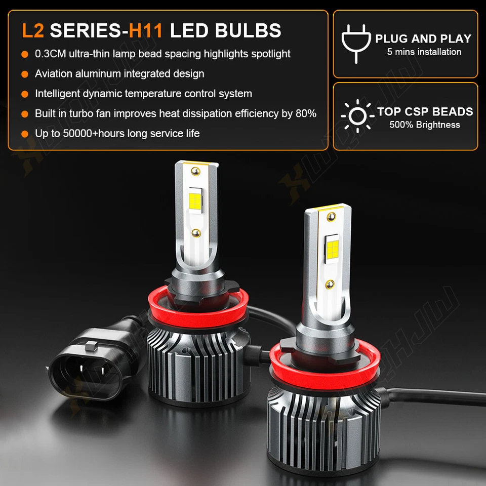 Combo LED Headlight Bulbs For 2004-2015 Volvo VNL Semi Truck Hi Low Beam w/Fan - Image 2 of 4