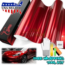 ESSMO PET Super Gloss Metallic Cherry Red Vehicle Vinyl Wrap Decal Like Paint