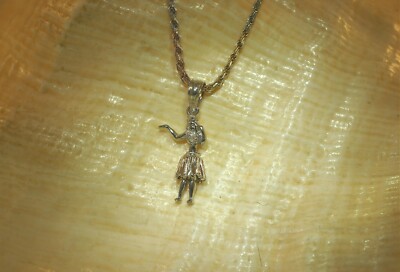 7MM MASSIV 14K WEISSGOLD DC BEWEGUNGSBEWEGUNG HAWAIIANISCHES HULA-MÄDCHEN CHARM ANHÄNGER #2