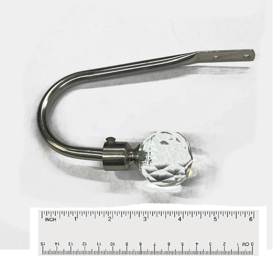 Tieback Holder (Pair)- crystal glass silver tieback holder 1 - Clear - 4x6 " - Image 2 of 2