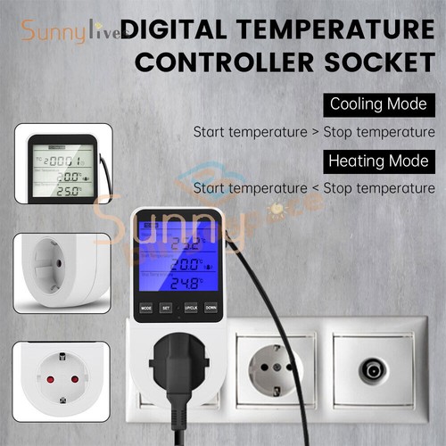 Digital Thermostat Outlet Plug Temperatures Controller Socket With Backlight - Picture 8 of 16