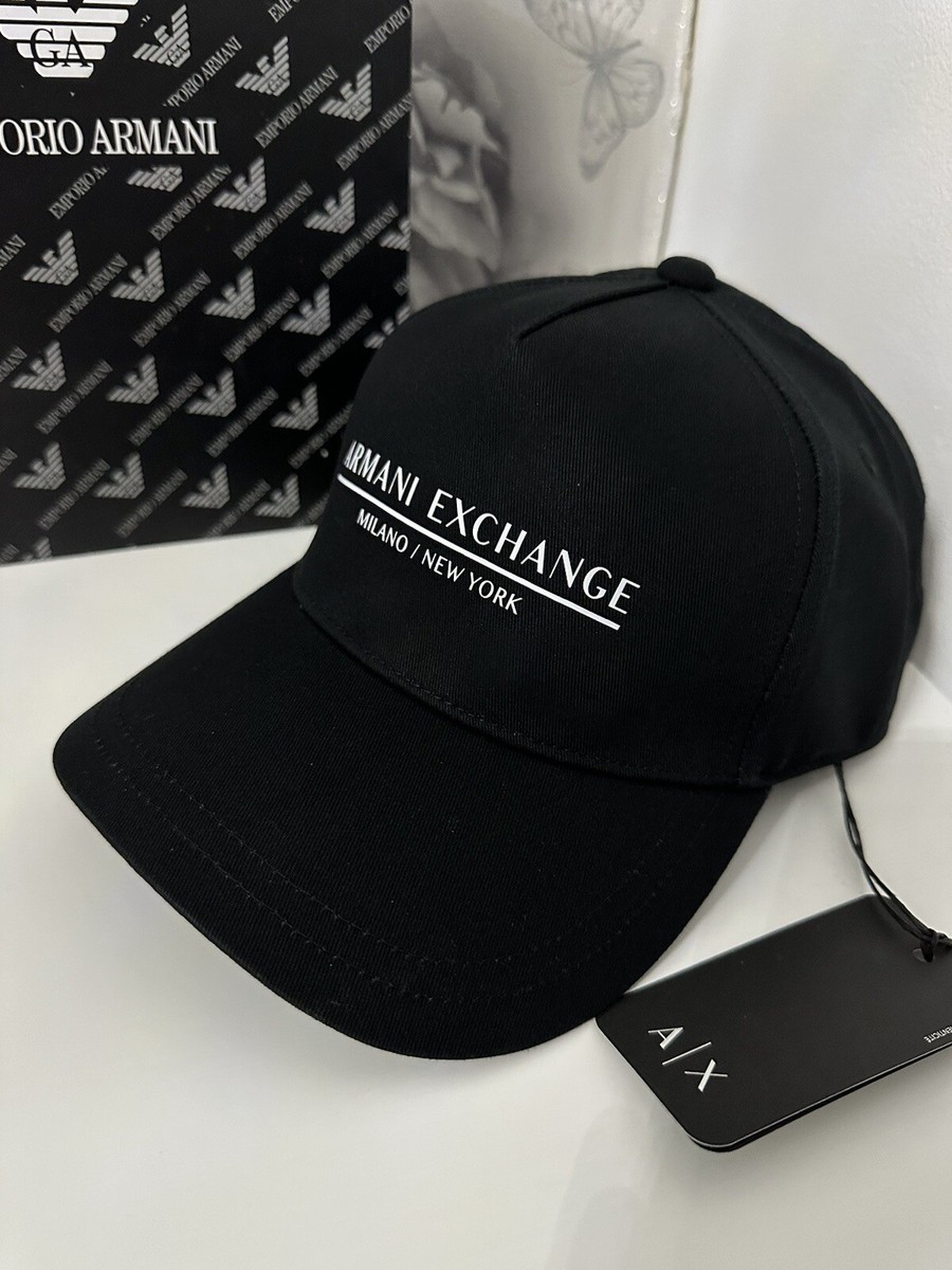 Armani Exchange mens baseball cap with AX logo Black