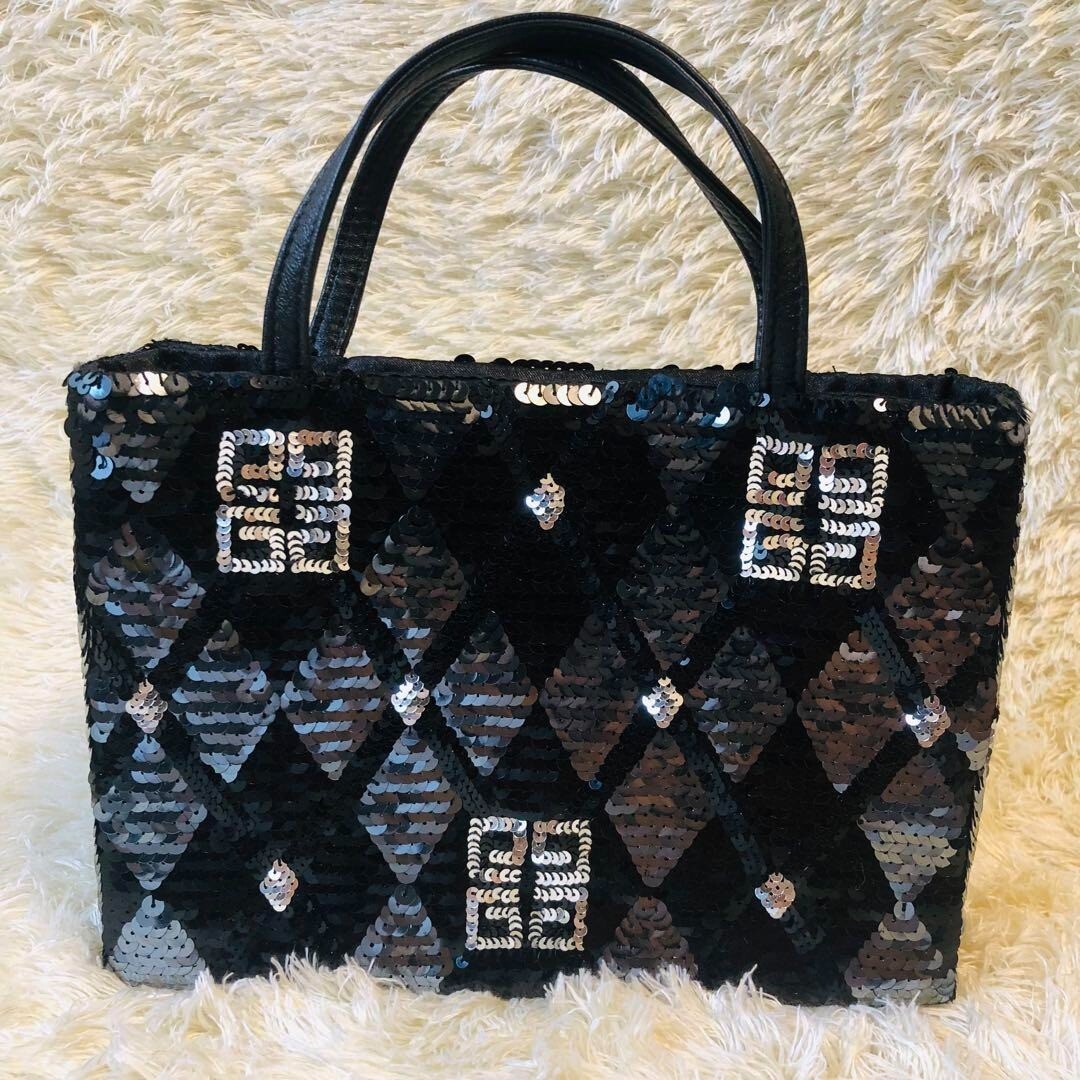 Givenchy Black Silver Sequin Handbag Evening Bag … - image 1