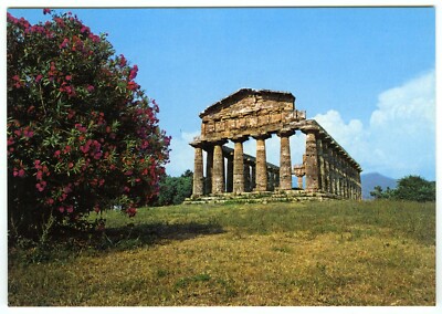 1980er Postkarte 500 v. Chr. Tempel von Ceres / Athena Capaccio Paestum Italien unbespielt