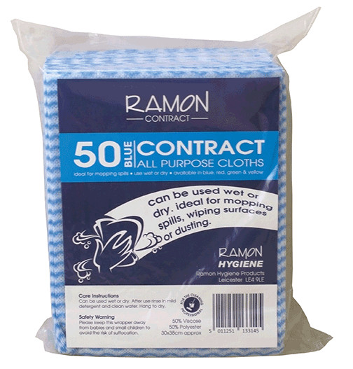 50x Ramon Contract Hygienic All-Purpose General Wiping Dusting Cleaning Cloth