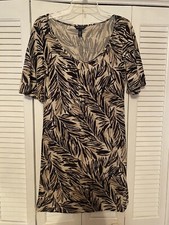 Banana Republic Dress Black Tan Medium Shirt Sleeve E94