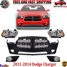 Front Bumper Kit + Headlight + FogLight LH & RH Side For 2011-2014 Dodge Charger