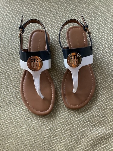 Tommy Hilfingers Thong Sandals Navy/White Sz 6M EUC