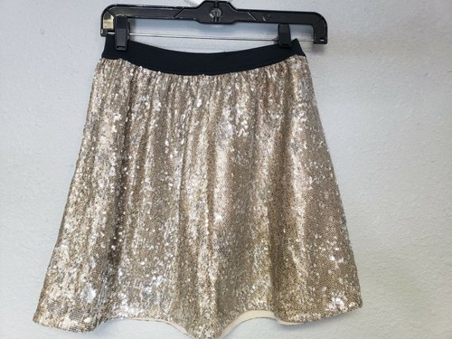 Abercrombie & Fitch Gold Sequined Flared Sparkling Mini Skirt in Small - Picture 2 of 6