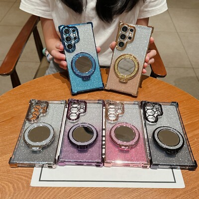 For Samsung Galaxy S24 Ultra S23 FE S22 A55 Glitter Phone Case With Kickstand