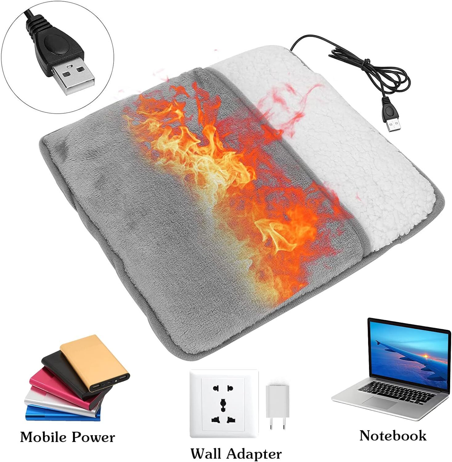 Electric USB Heated Foot Warmer Winter Warm Heating Foot Pad Home Feet