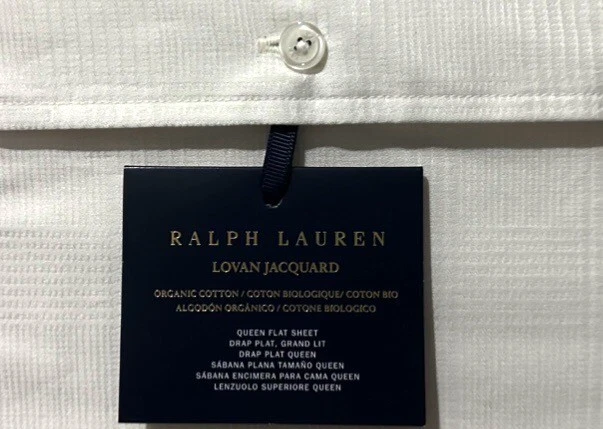 Ralph Lauren Queen Sábana Plana Algodón Lovan Pergamino Glen Cuadros NUEVO Foto 3 de 4