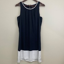 Dana Buchman Dress Medium Shift Sleeveless Black White Colorblock Career Capsule