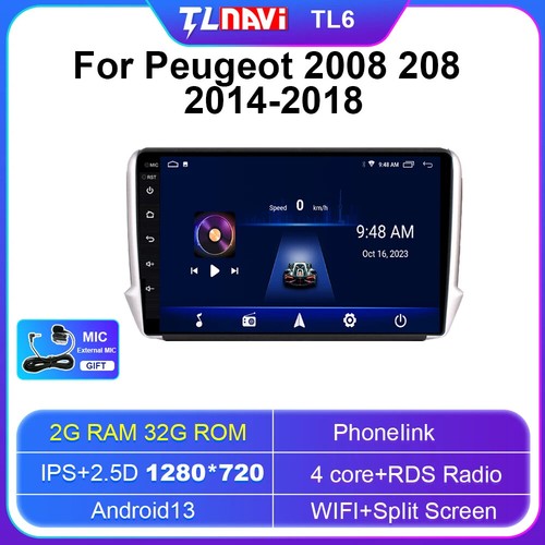 Android Auto Support AI Voice Control Car Stereo For Peugeot 2008 208 2014-2018 - Imagen 1 de 32